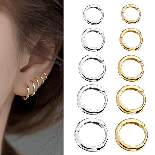 New Simple Stainless Steel Gold Small Hoop Earrings for Women Men Cartilage Ear Piercing Jewelry Pendientes Hombre Mujer