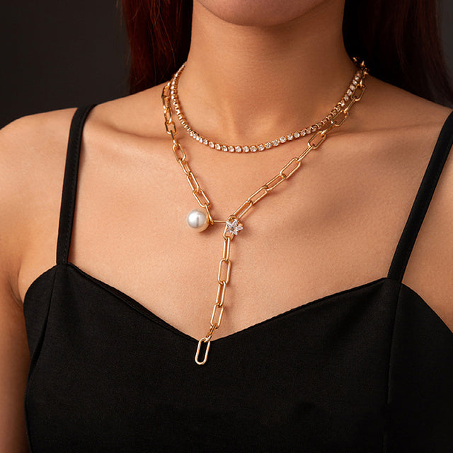 Goth Baroque Pearl Coin Portrait Pendant Necklace for Women Vintage Multi Layer Link Chain Necklace Punk Aesthetic Jewelry