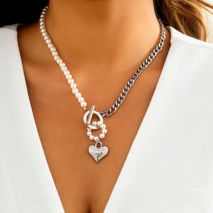Goth Baroque Pearl Coin Portrait Pendant Necklace for Women Vintage Multi Layer Link Chain Necklace Punk Aesthetic Jewelry